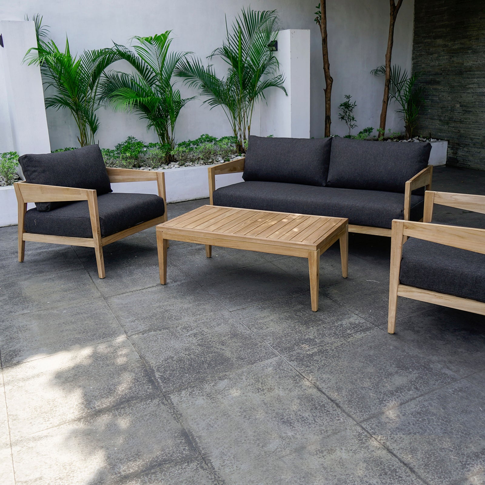 Excalibur Caldena 4-Piece Teak Lounge Setting with 2-Seater Lounge