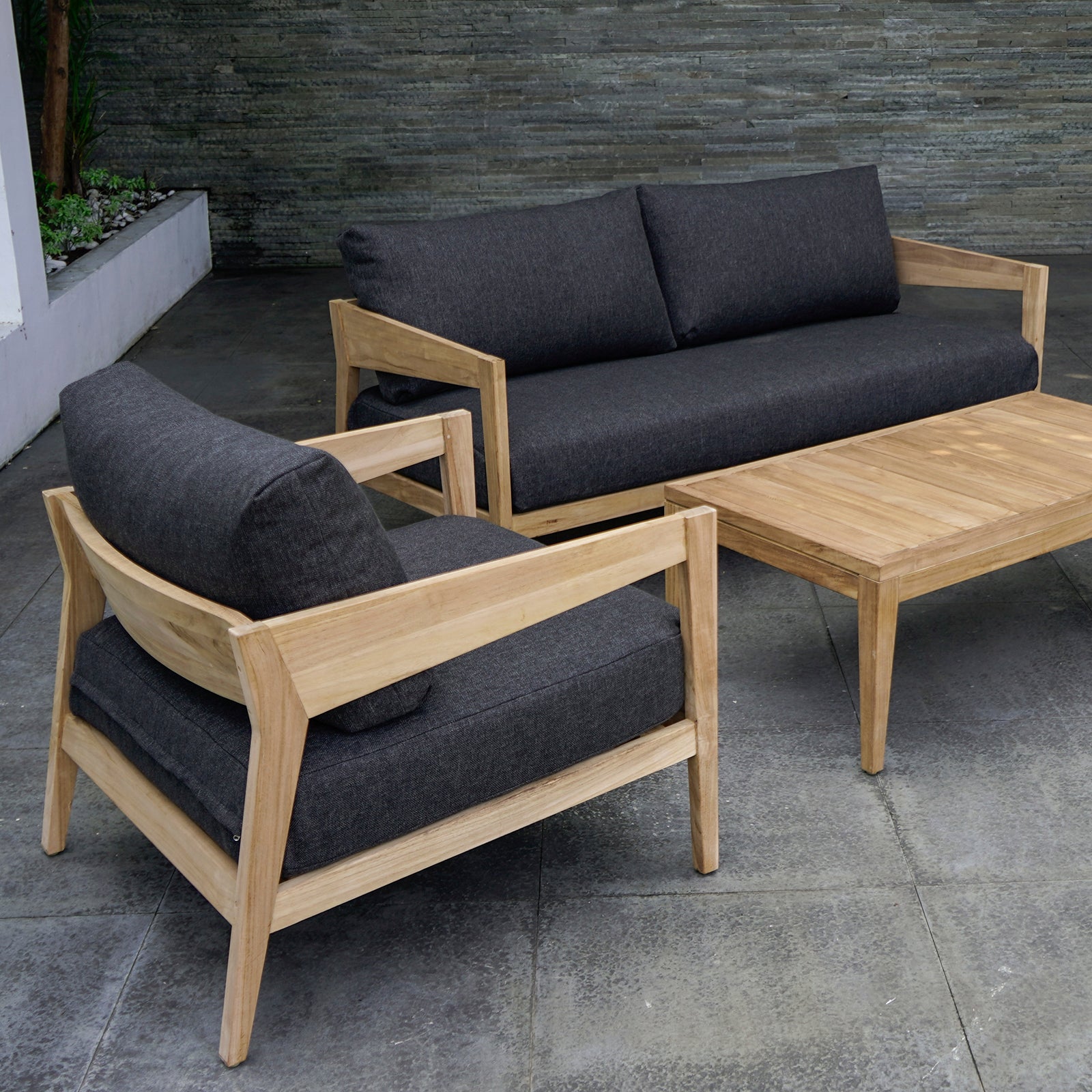 Excalibur Caldena 4-Piece Teak Lounge Setting with 2-Seater Lounge