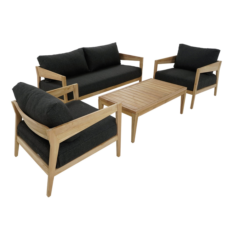 Excalibur Caldena 4-Piece Teak Lounge Setting with 2-Seater Lounge