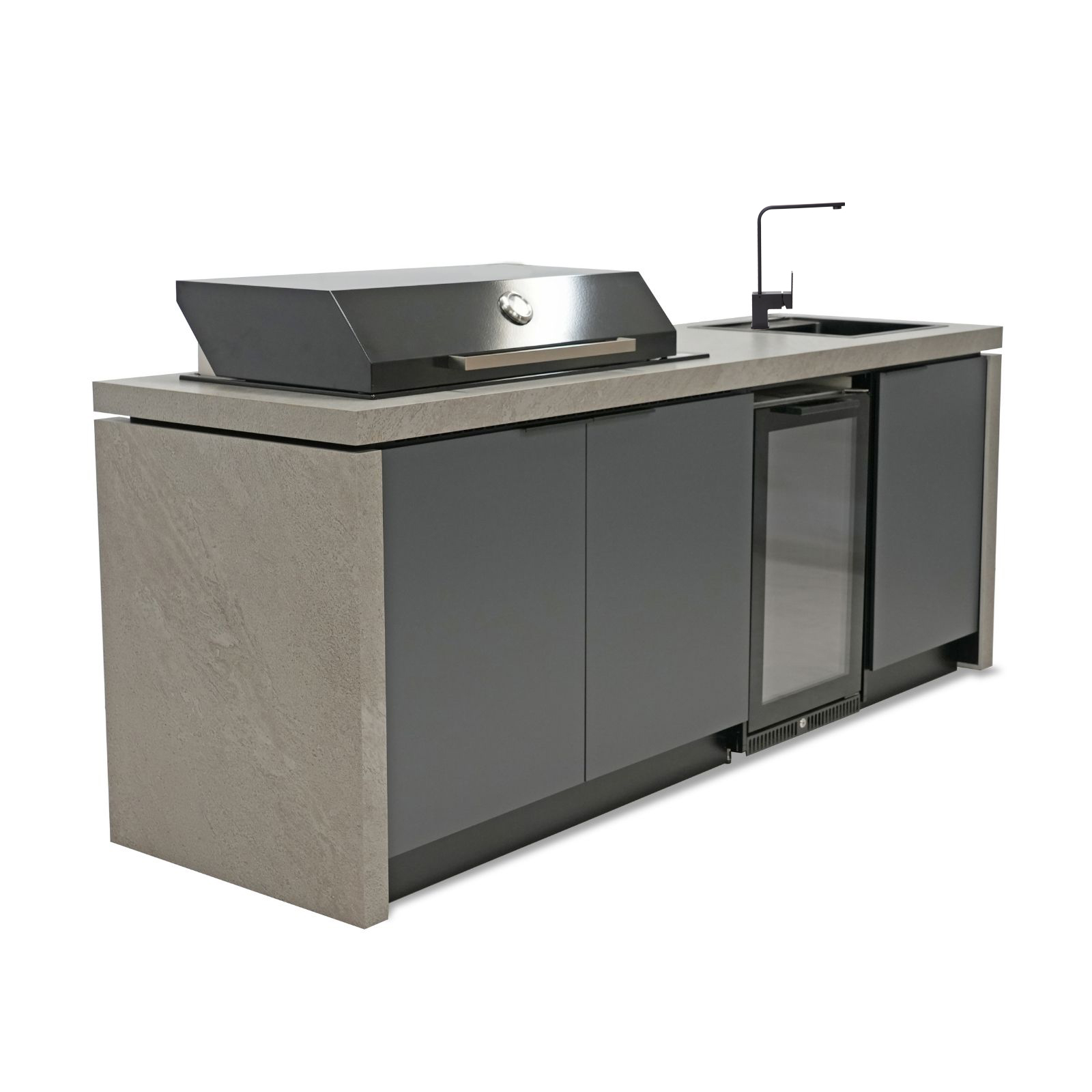 Cabinex Minimal Artusi Gloss Black 4 Burner BBQ Kitchen Package