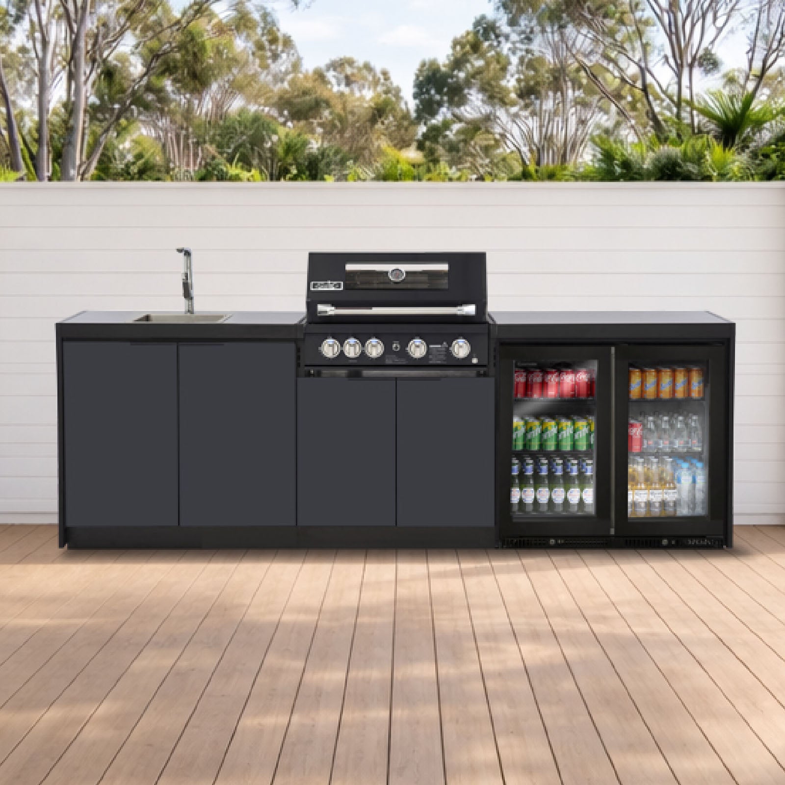 Cabinex Smart 4-Burner Black BBQ Kitchen Package - Large Size