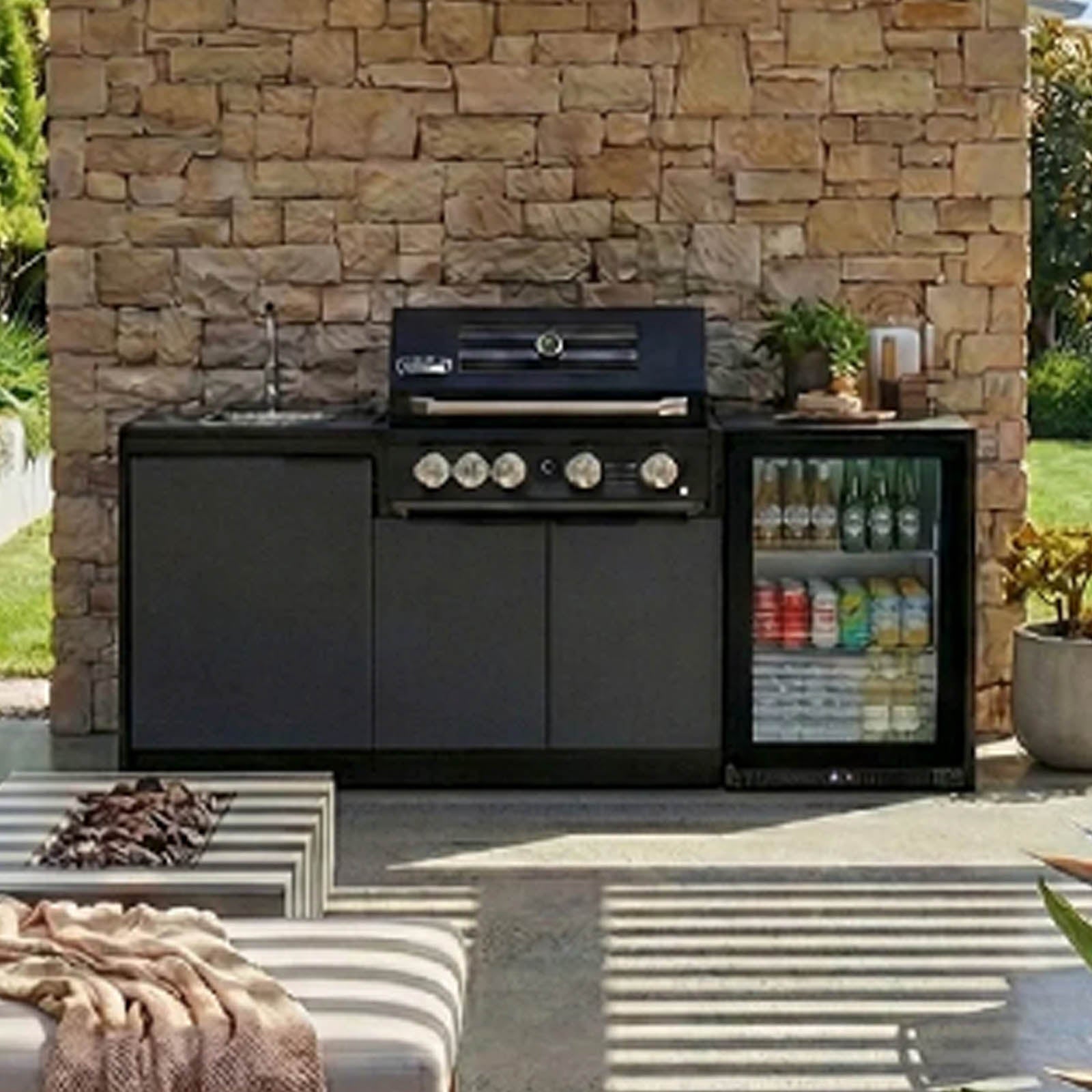 Cabinex Smart 4-Burner Black BBQ Kitchen Package - Small Size