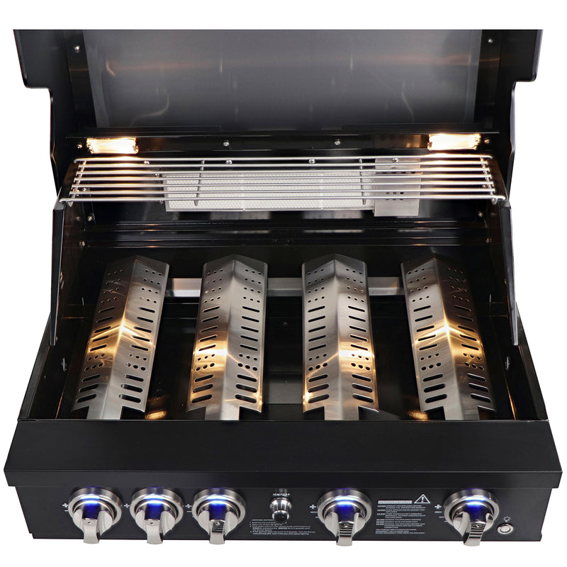 Smart 4 Burner Built-In Gas BBQ With Rotisserie & Rear Infrared Burner In Black