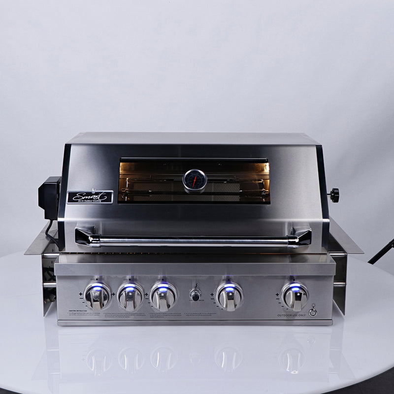 Smart 4 Burner Built-In Gas BBQ With Rotisserie & Rear Infrared Burner In Stainless Steel