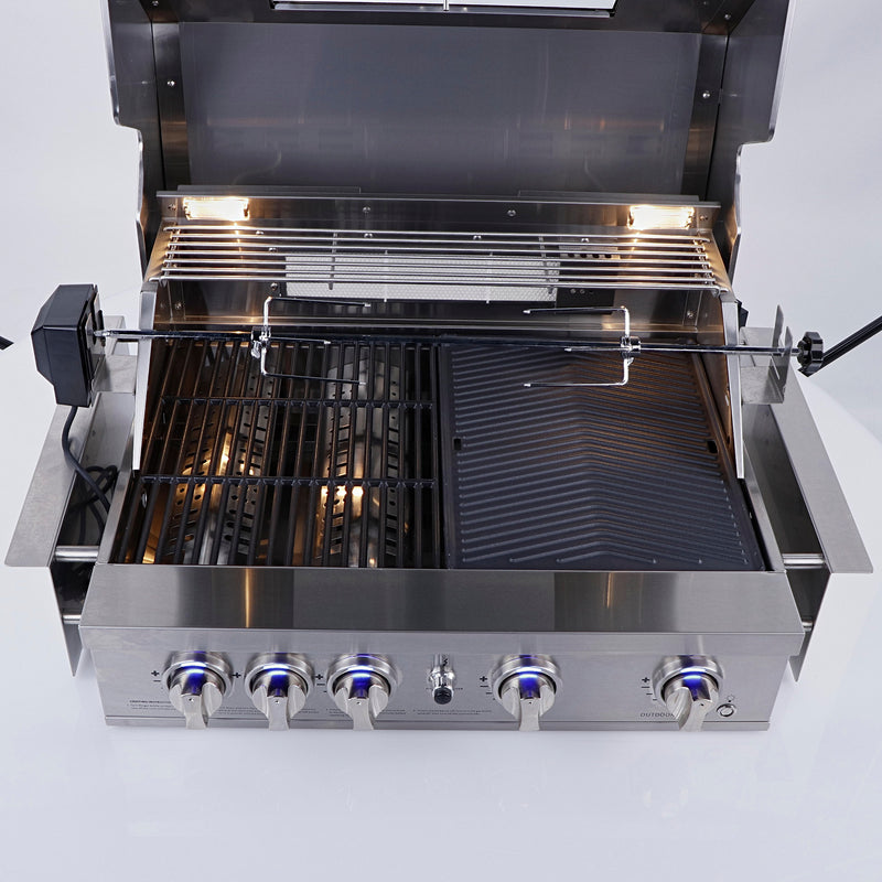 Smart 4 Burner Built-In Gas BBQ With Rotisserie & Rear Infrared Burner In Stainless Steel