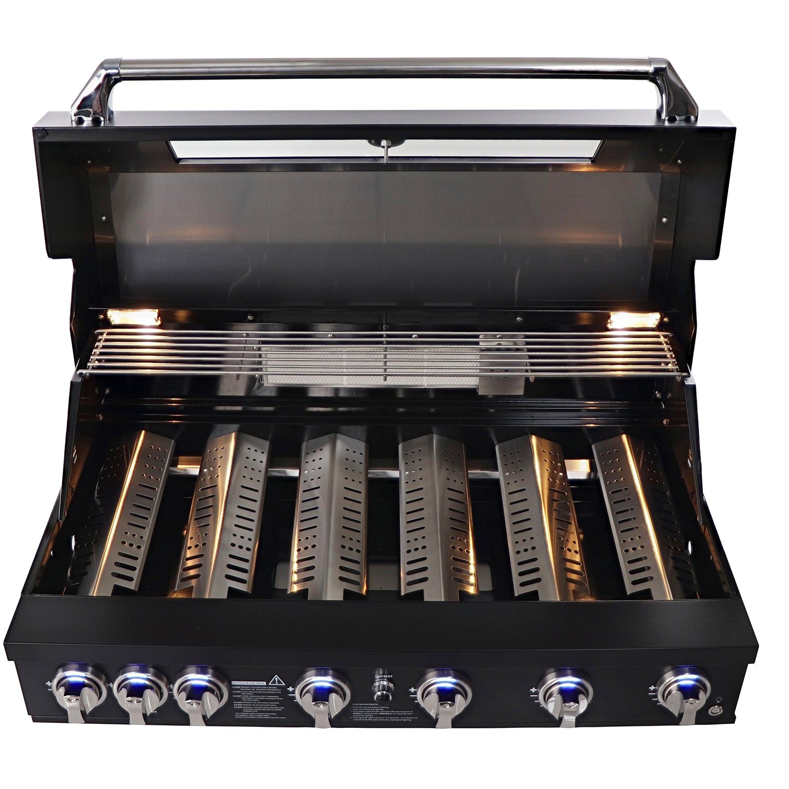 Smart 6 Burner Built-In Gas BBQ With Rotisserie & Rear Infrared Burner In Black