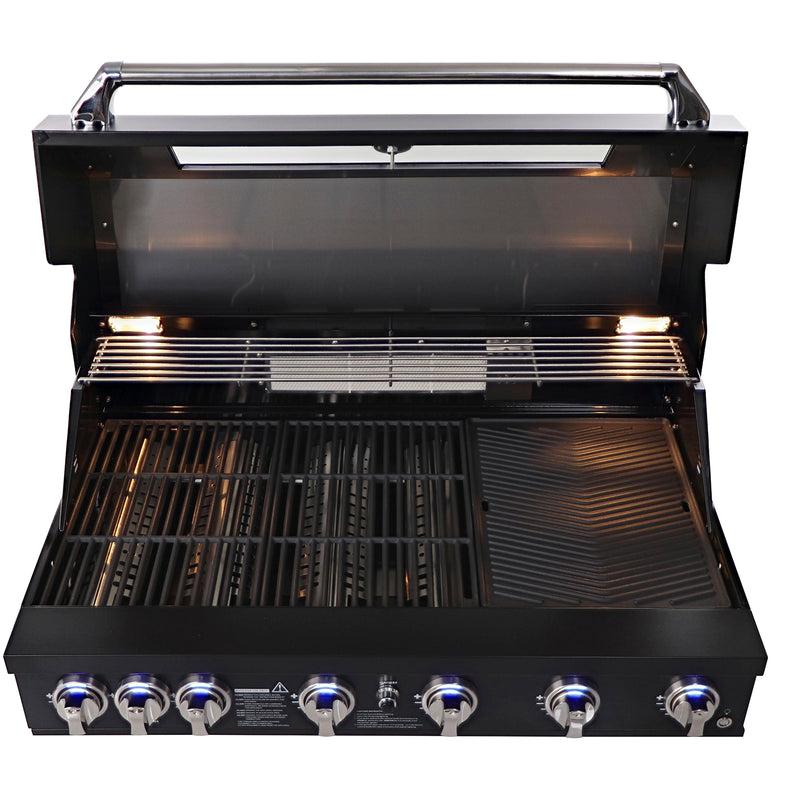 Smart 6 Burner Built-In Gas BBQ With Rotisserie & Rear Infrared Burner In Black