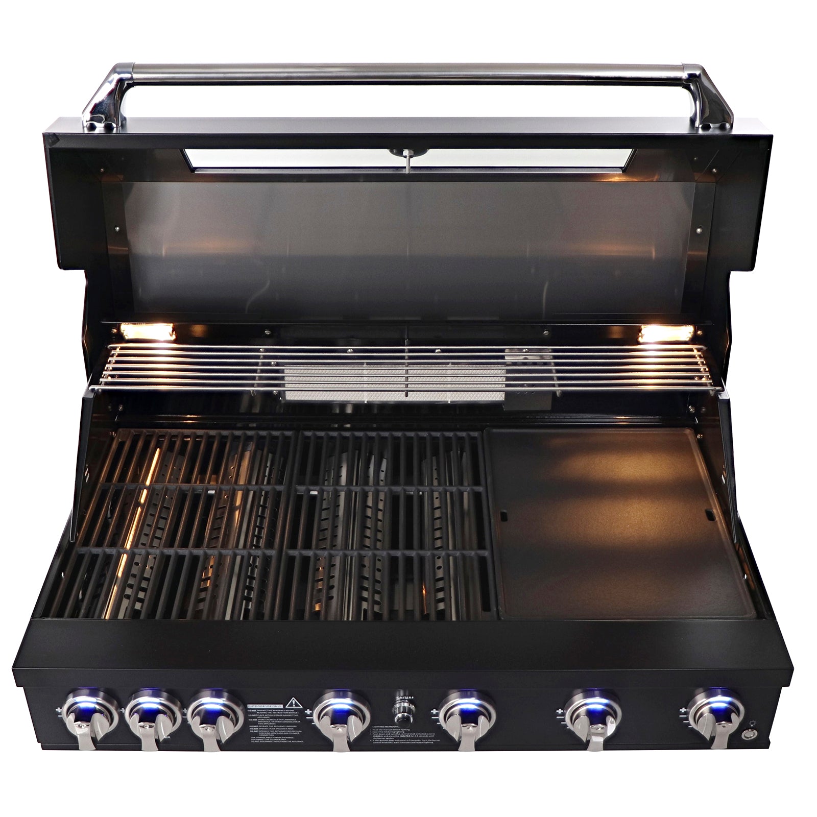 Smart 6 Burner Built-In Gas BBQ With Rotisserie & Rear Infrared Burner In Black