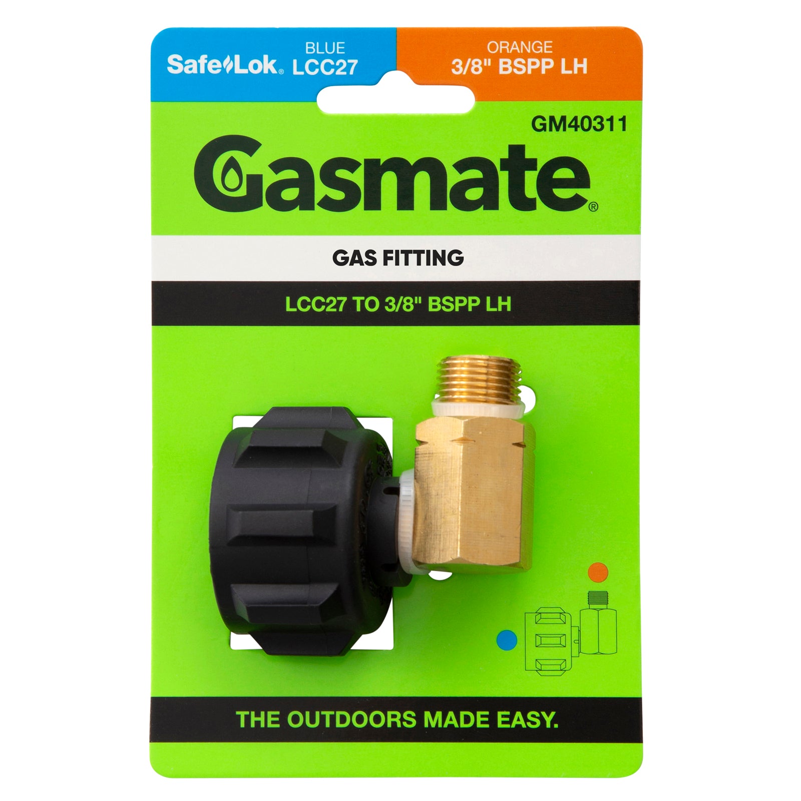 Gasmate Gas Fitting - LCC27 To 3/8" BSPP LH