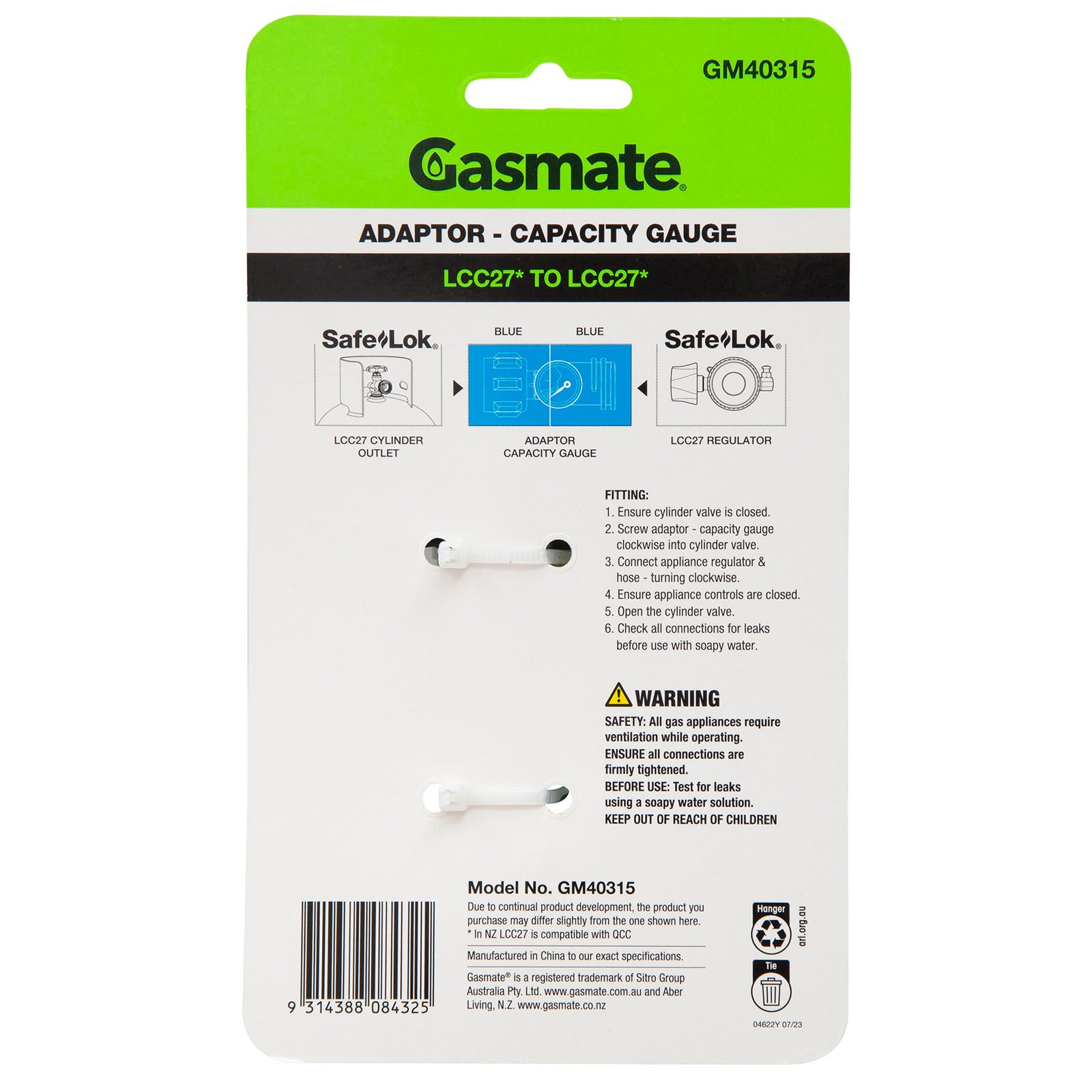 Gasmate Gas Fitting - Capacity Gauge - LCC27