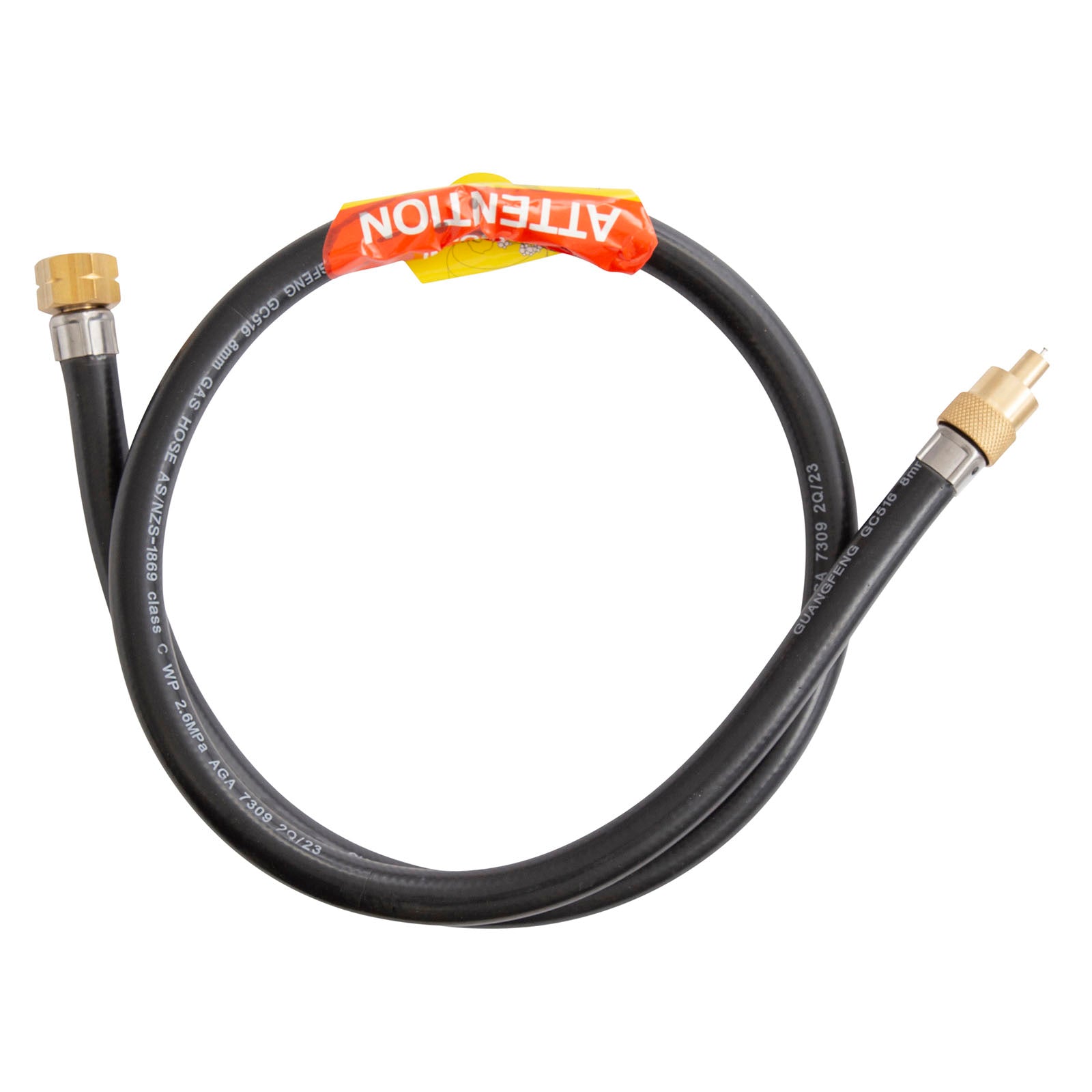 Gasmate Hose - 1000mm - 3/8" BSPP LH to High Pressure (Schrader) Valve