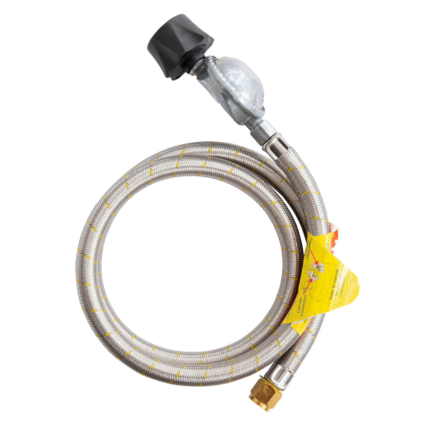 Gasmate Regulator & Braided Hose - 1200mm - LCC27 to 5/8" UNF (3/8"SAE)