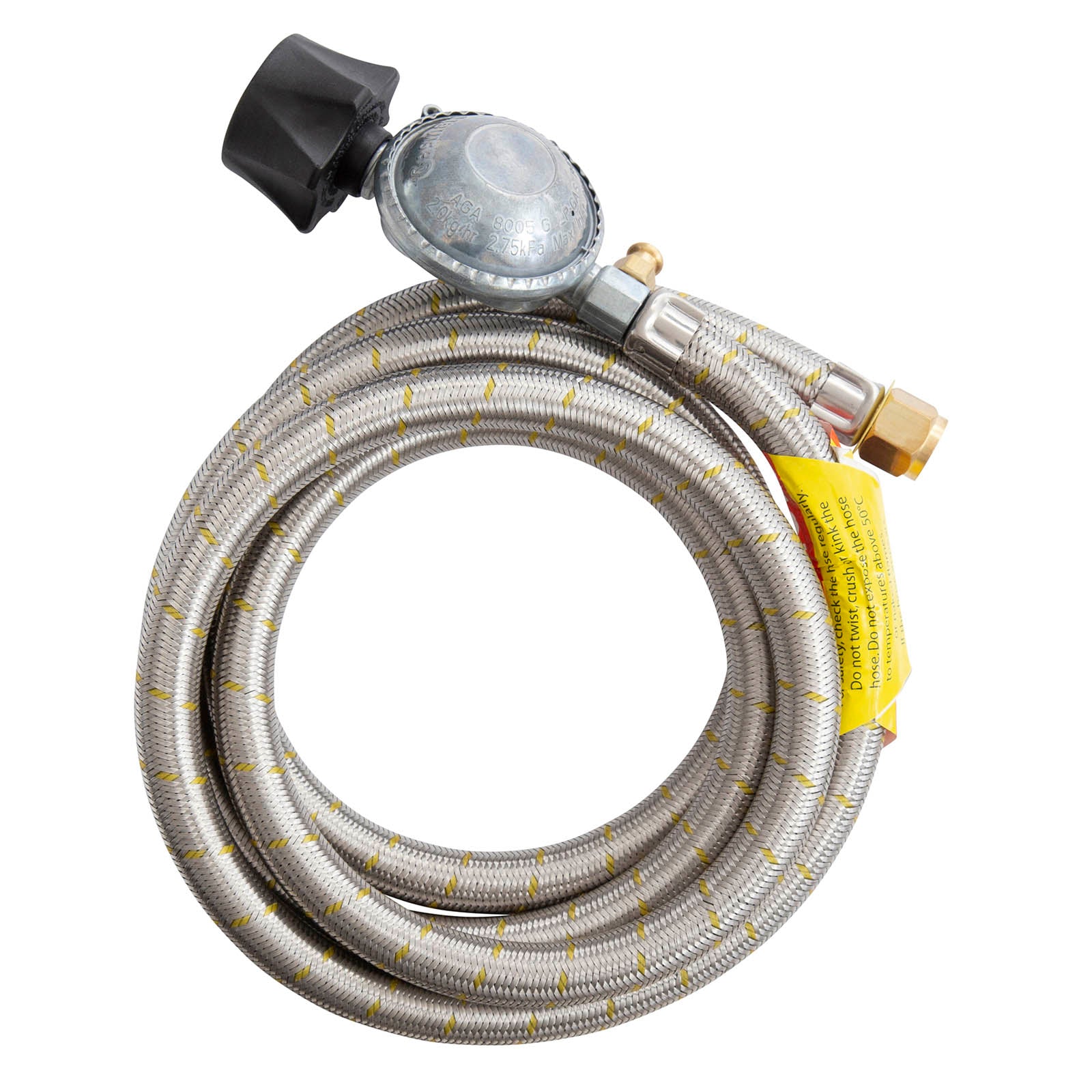 Gasmate Regulator & Braided Hose - 2000mm - LCC27 to 5/8"UNF (3/8" SAE)