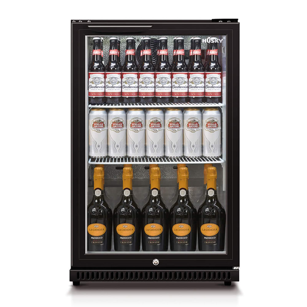 Husky 1-Door 118L Black Glass Door Alfresco Bar Fridge