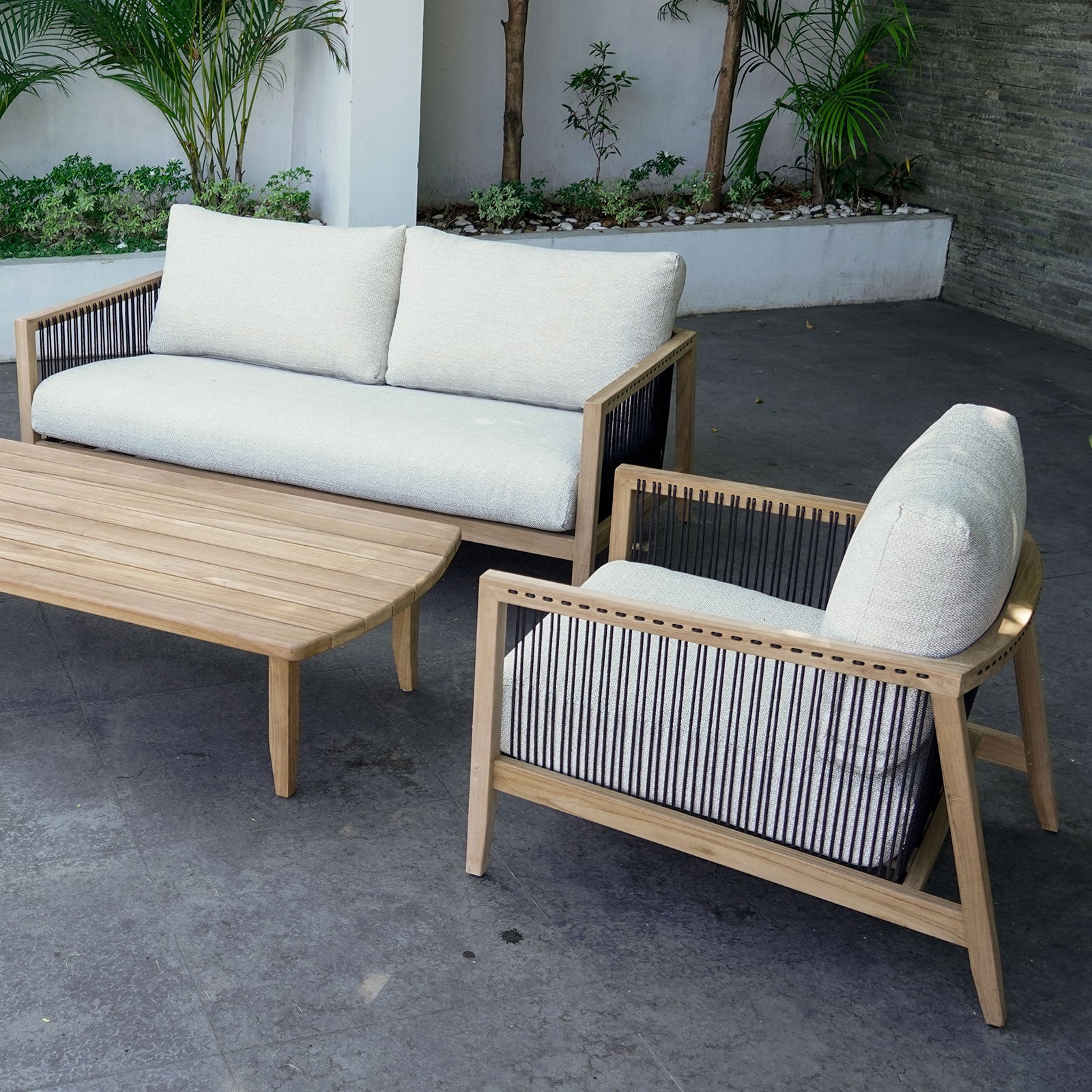 Excalibur Lita 4-Piece Teak Lounge Setting with 2-Seater Lounge