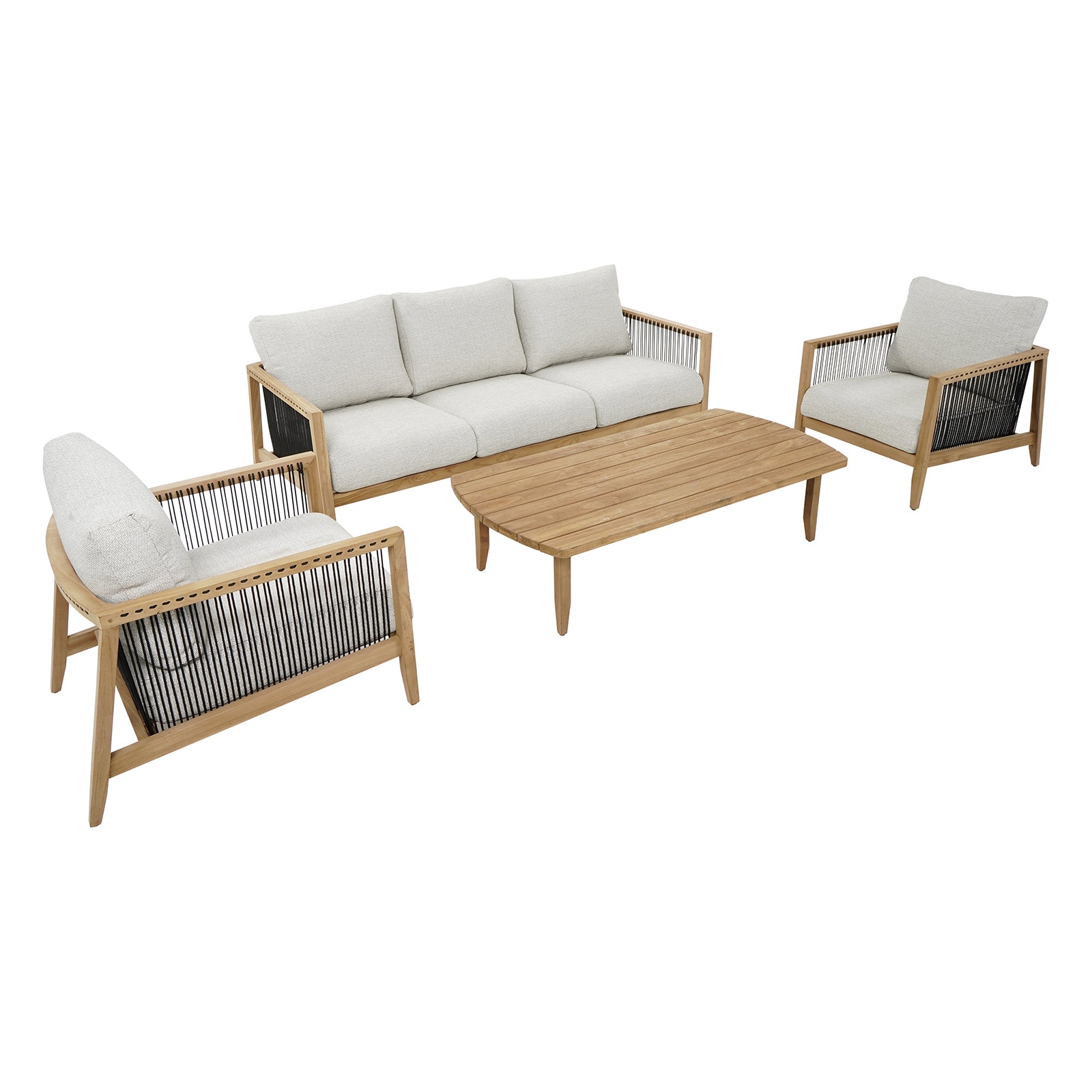 Excalibur Lita 4-Piece Teak Lounge Setting with 3-Seater Lounge