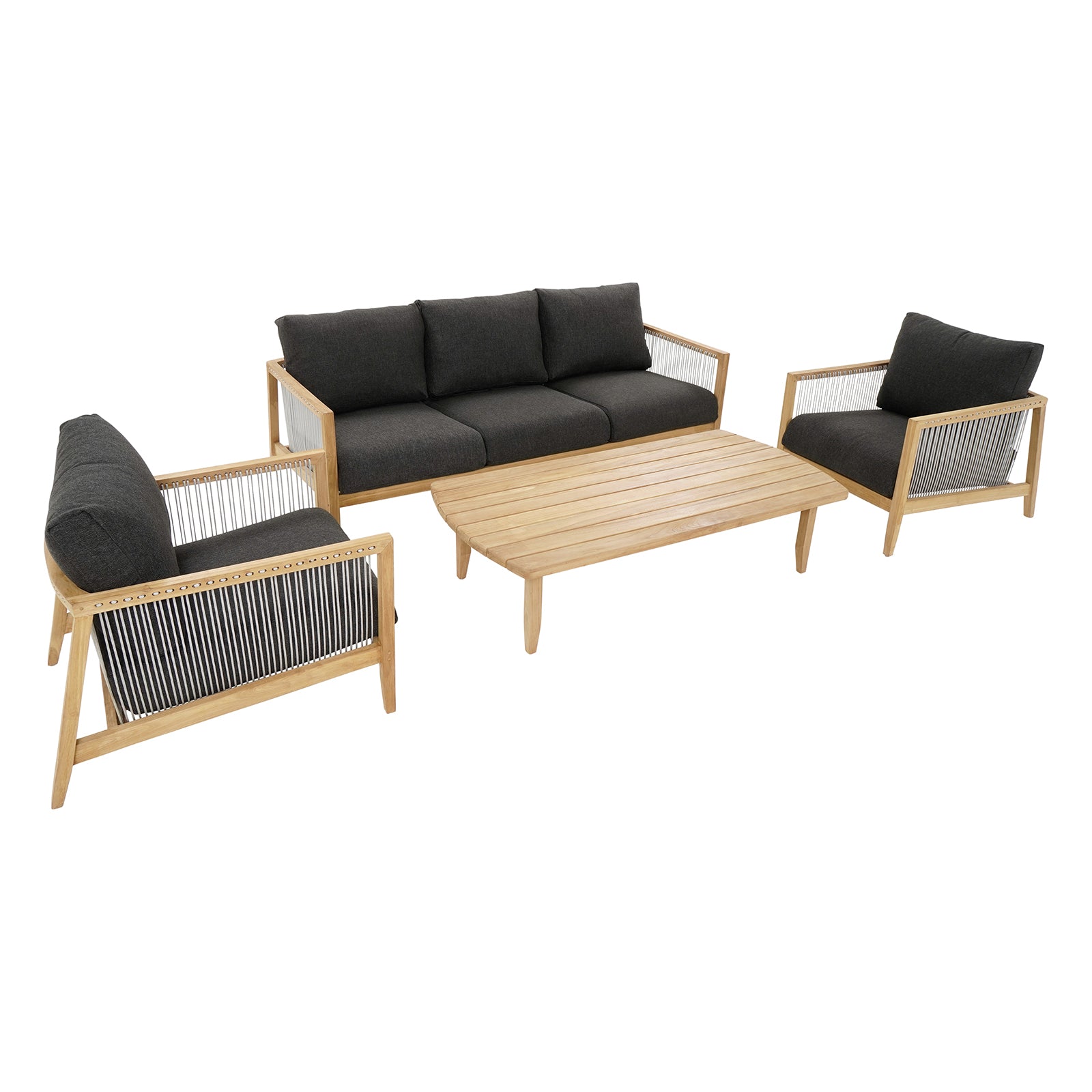 Excalibur Lita 4-Piece Teak Lounge Setting with 3-Seater Lounge