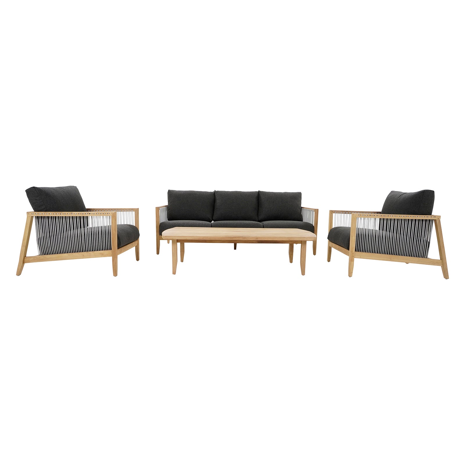 Excalibur Lita 4-Piece Teak Lounge Setting with 3-Seater Lounge