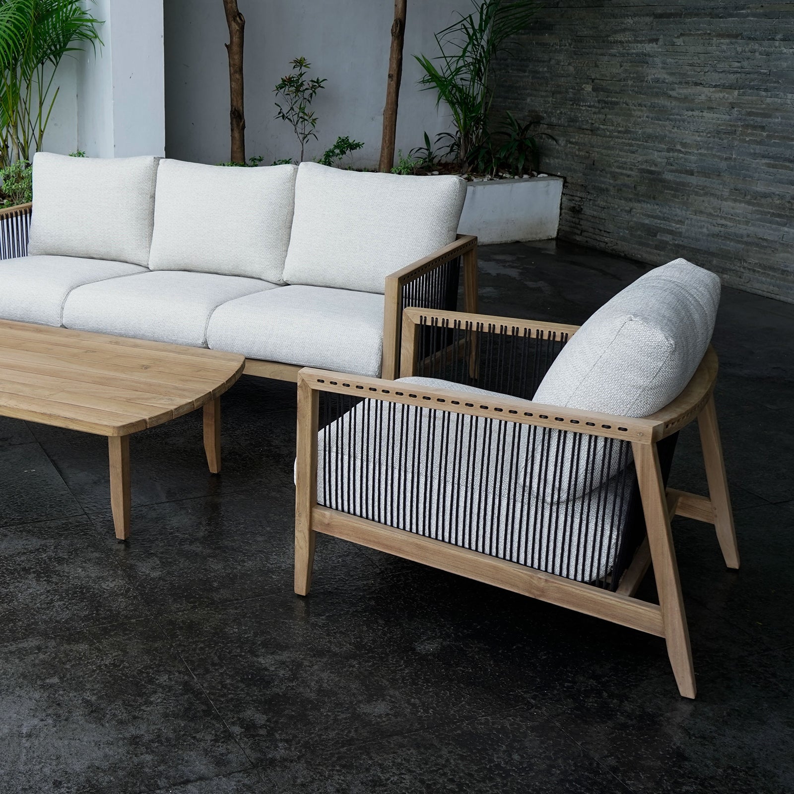 Excalibur Lita 4-Piece Teak Lounge Setting with 3-Seater Lounge