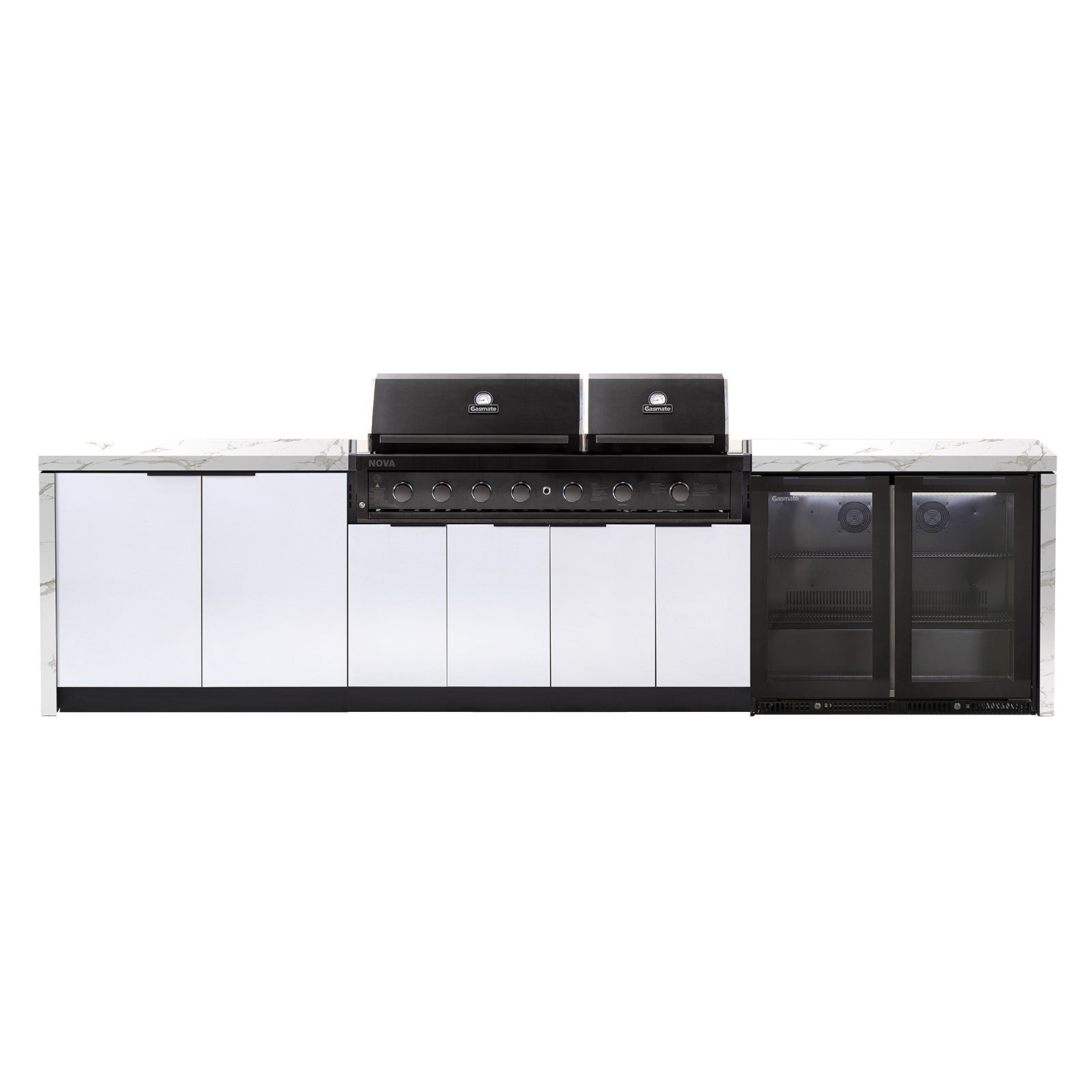 Cabinex Nova Twin Hood 6 Burner Outdoor Kitchen Package with Porcelain Benchtop