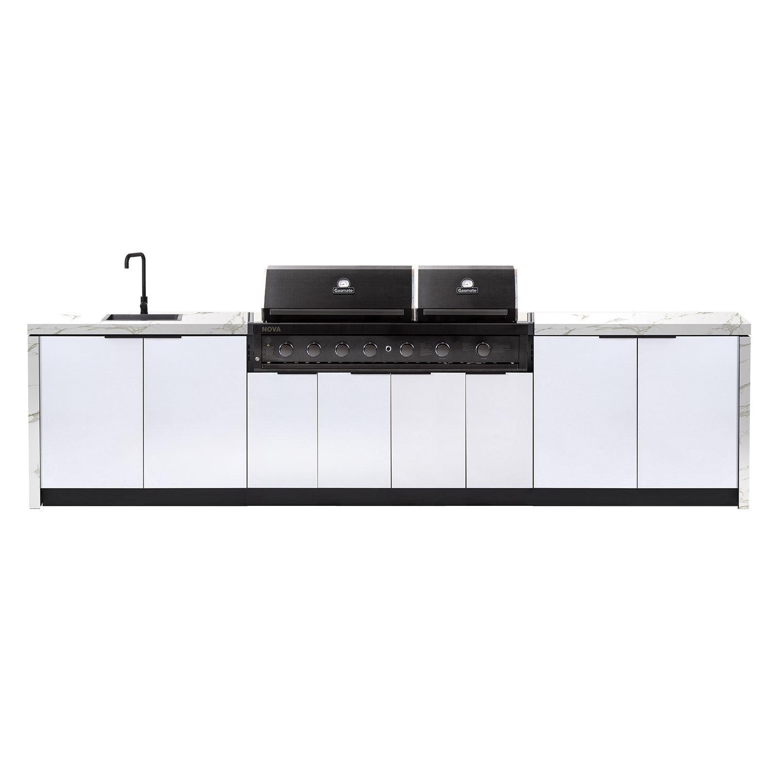 Cabinex Nova Twin Hood 6 Burner Outdoor Kitchen Package with Porcelain Benchtop