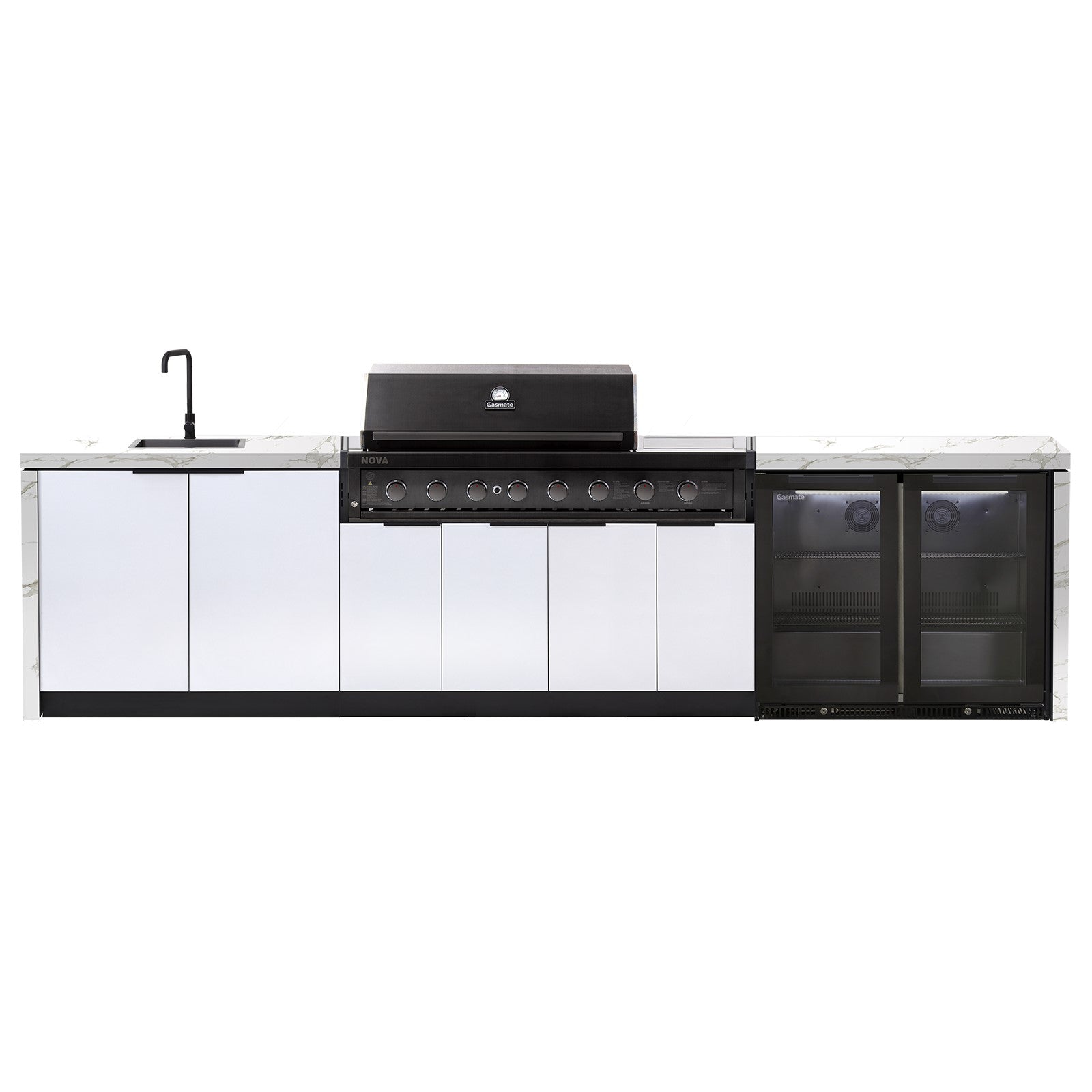 Cabinex Nova 6 Burner with Sideburner Outdoor Kitchen Package with Porcelain Benchtop