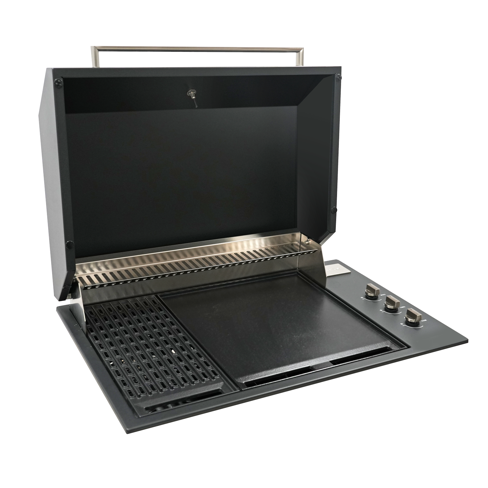 Artusi 80cm 3-Burner Matte Black Built-In BBQ with Hood