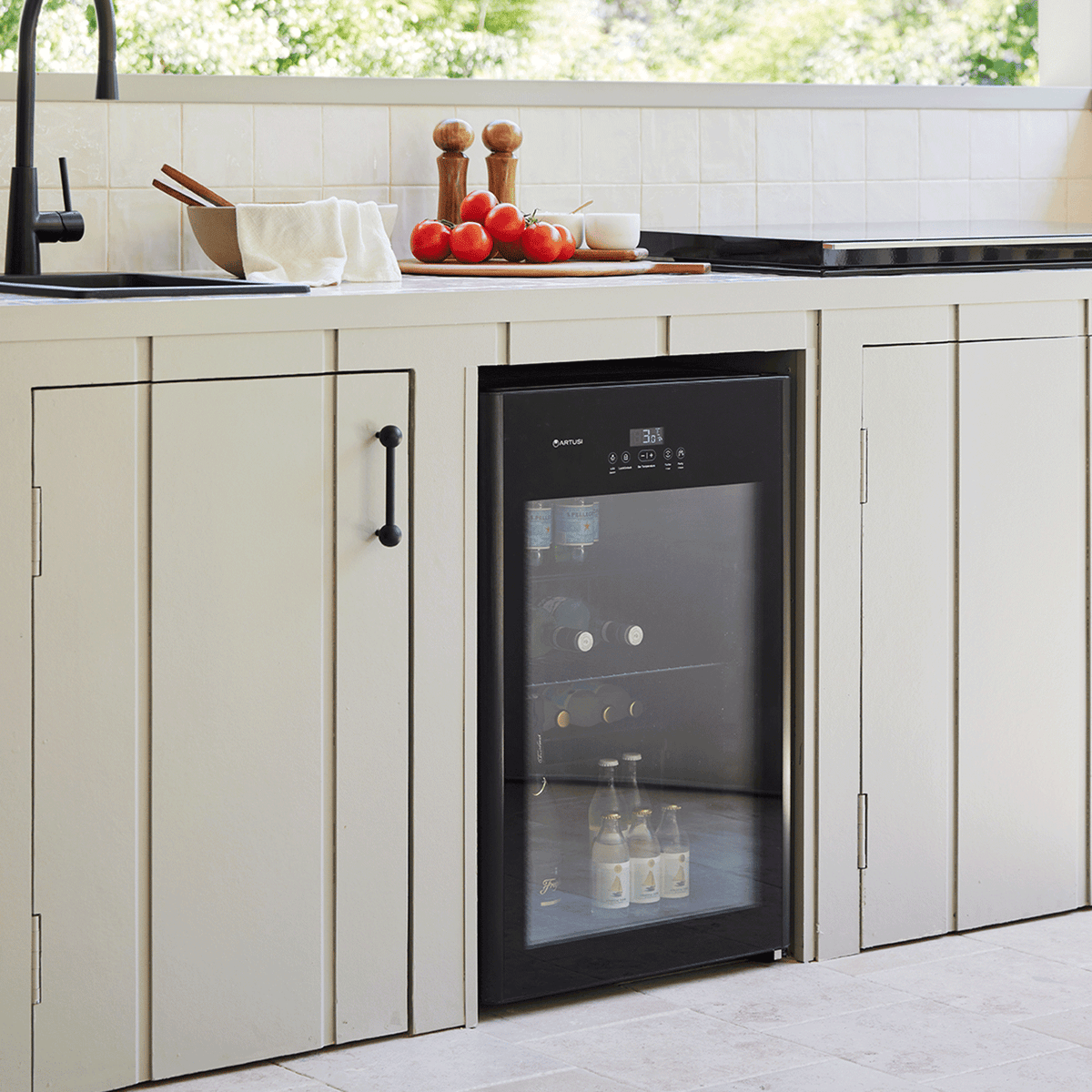 Artusi ABC1B single-door beverage centre - under-bench installation with door closed