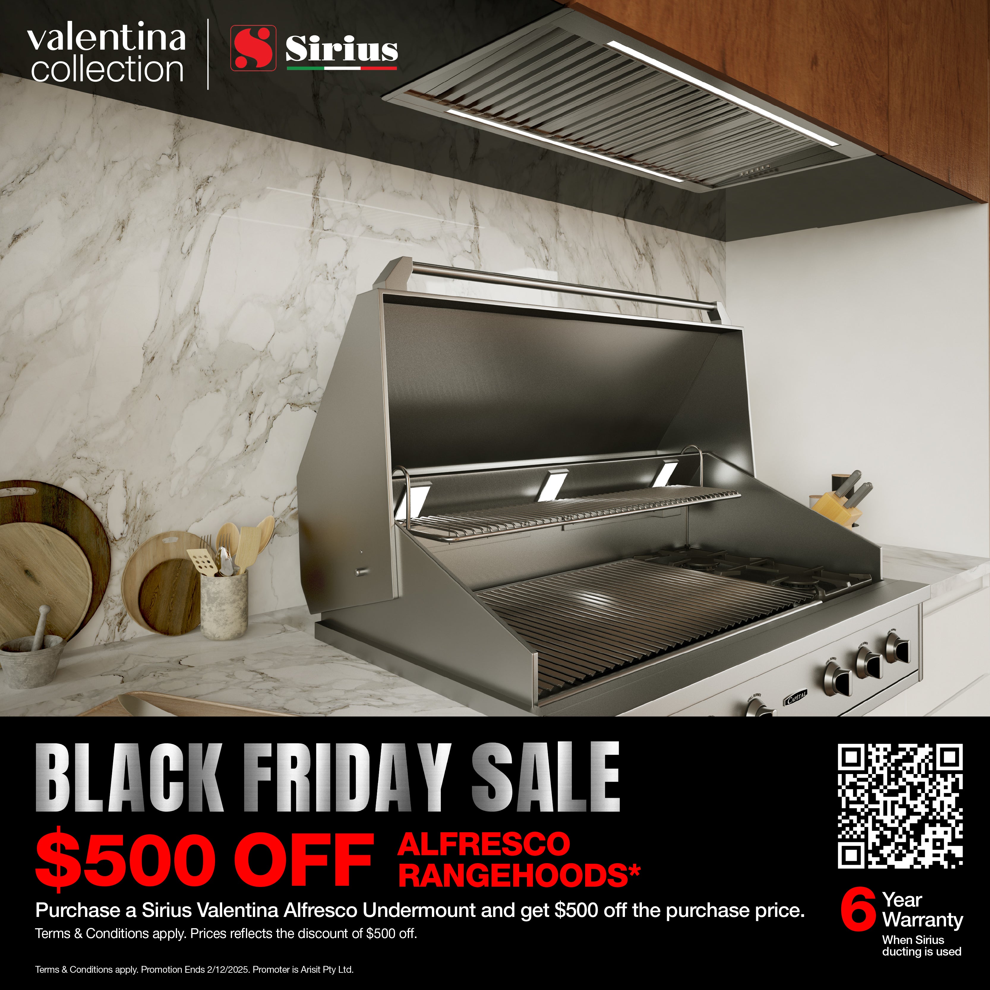 Sirius 1500mm Indoor/Outdoor Undermount Rangehood