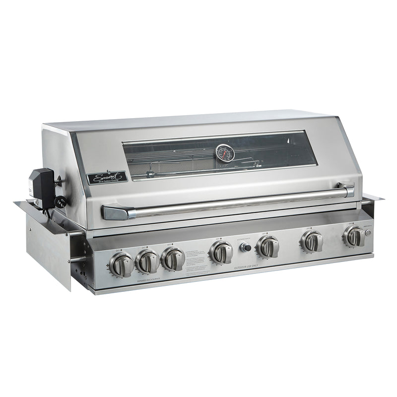 Smart 6 Burner Built-In Gas BBQ With Rotisserie & Rear Infrared Burner In Stainless Steel