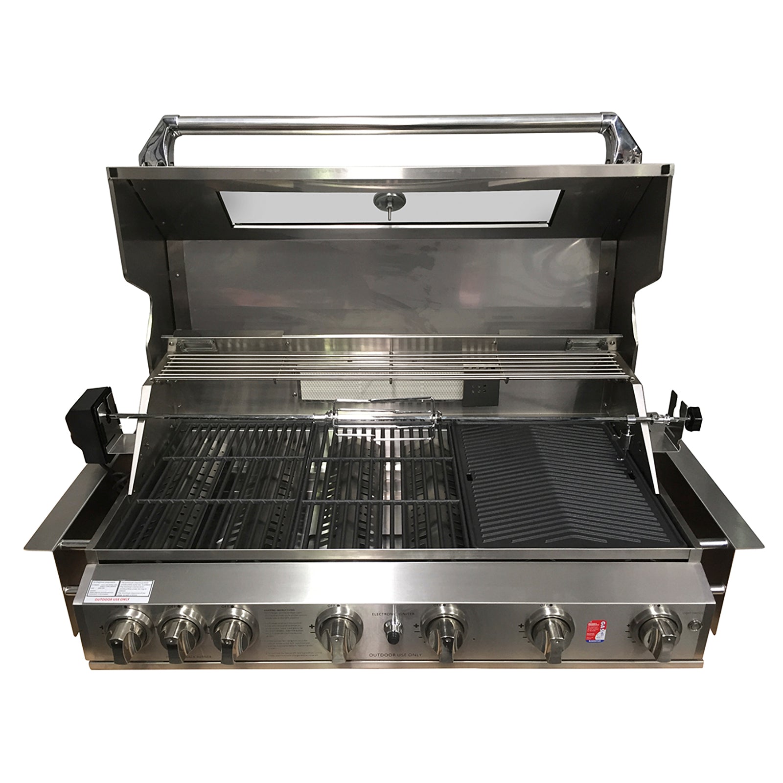 Smart 6 Burner Built-In Gas BBQ With Rotisserie & Rear Infrared Burner In Stainless Steel