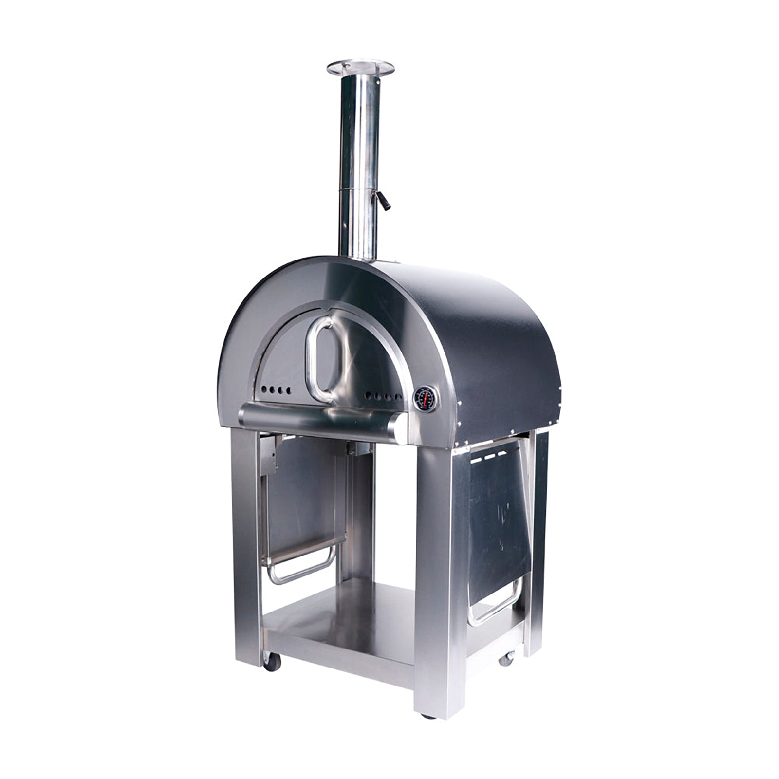 Smart Freestanding Wood Fired Pizza Oven In Black & Stainless Steel Finish