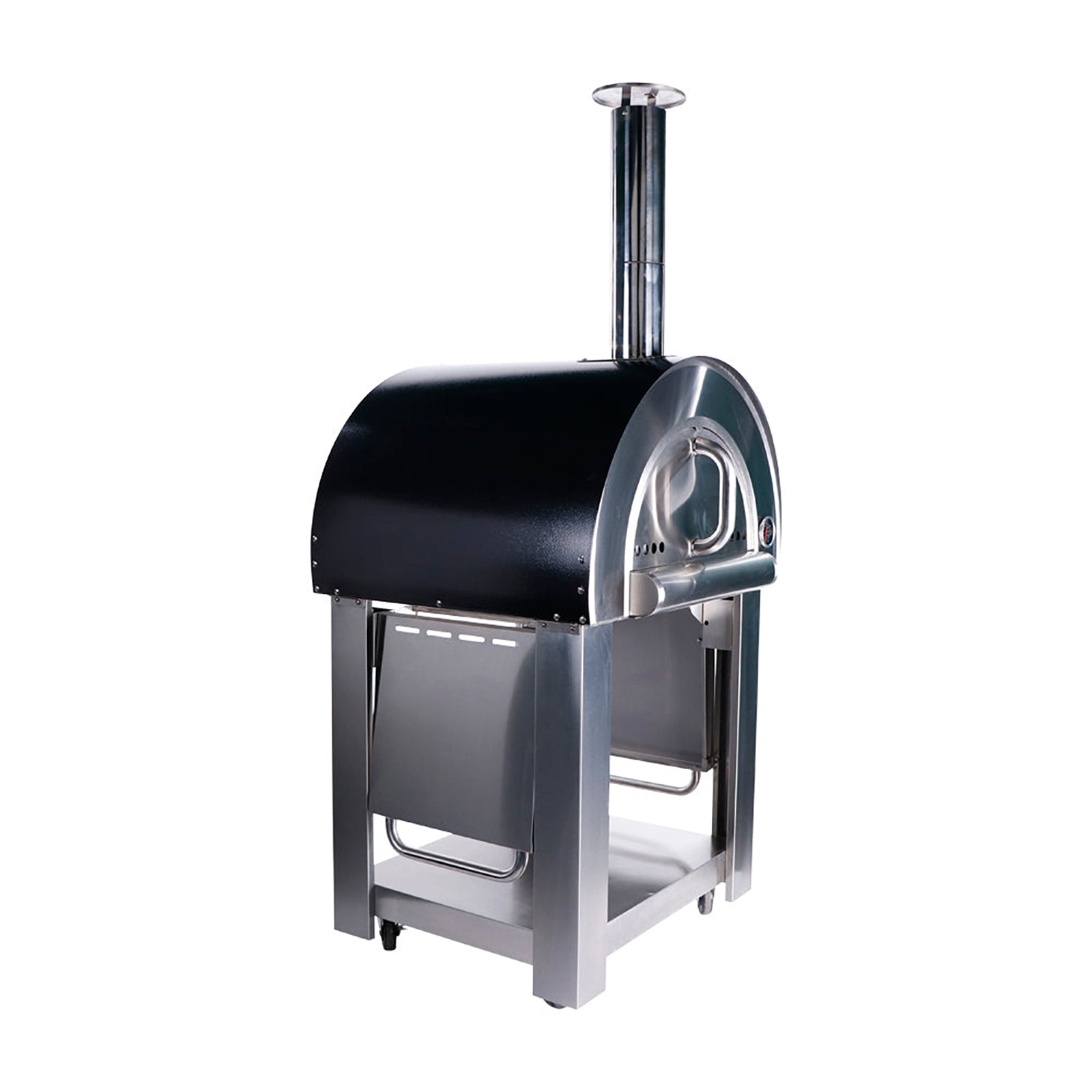 Smart Freestanding Wood Fired Pizza Oven In Black & Stainless Steel Finish