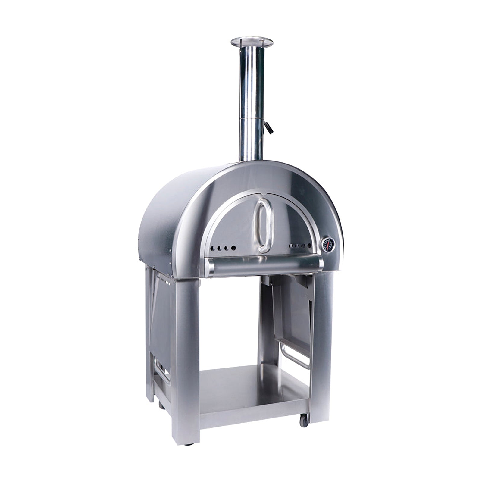 Smart Freestanding Wood Fired Pizza Oven In Black & Stainless Steel Finish