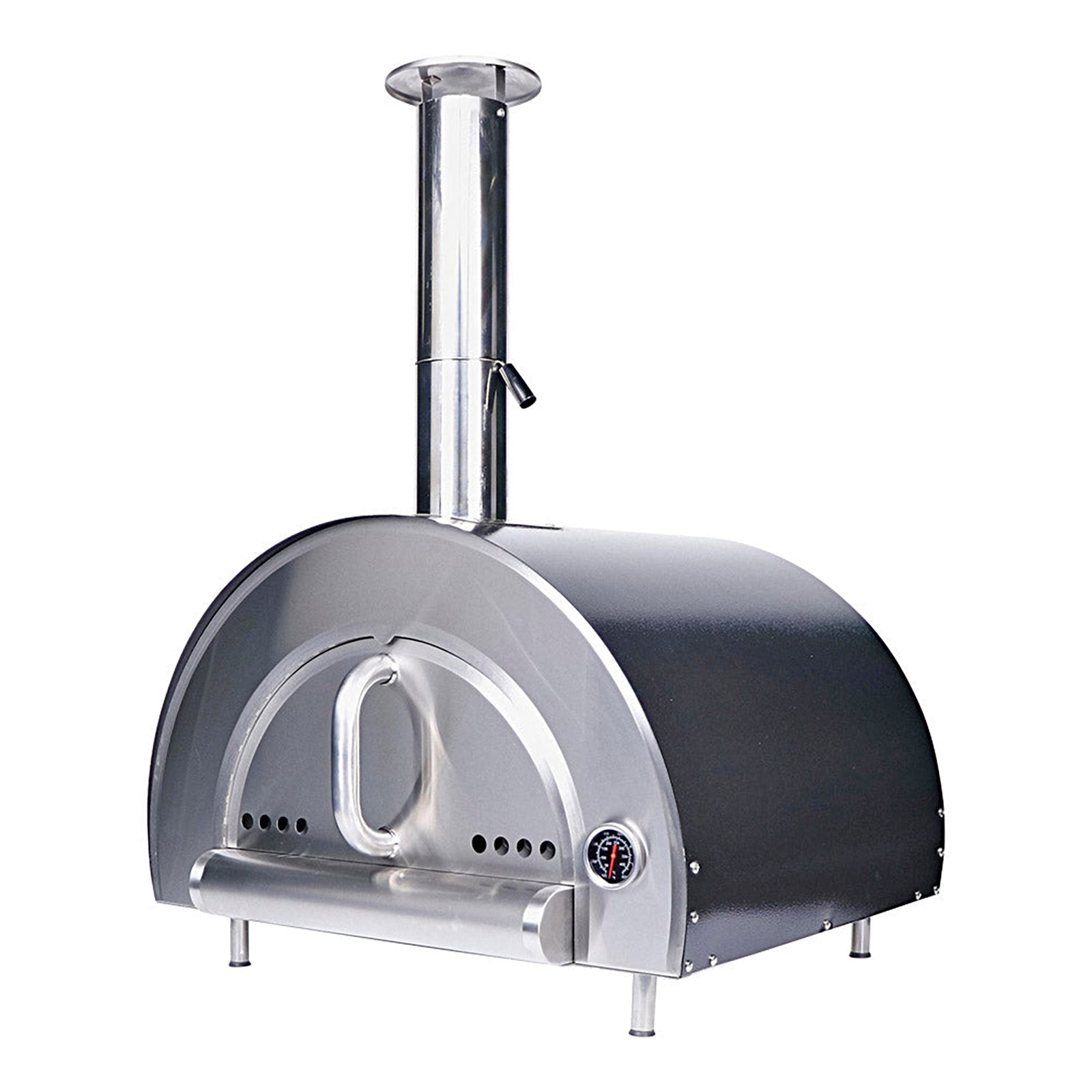 Smart Built-In Wood Fired Pizza Oven in Black & Stainless Steel Finish