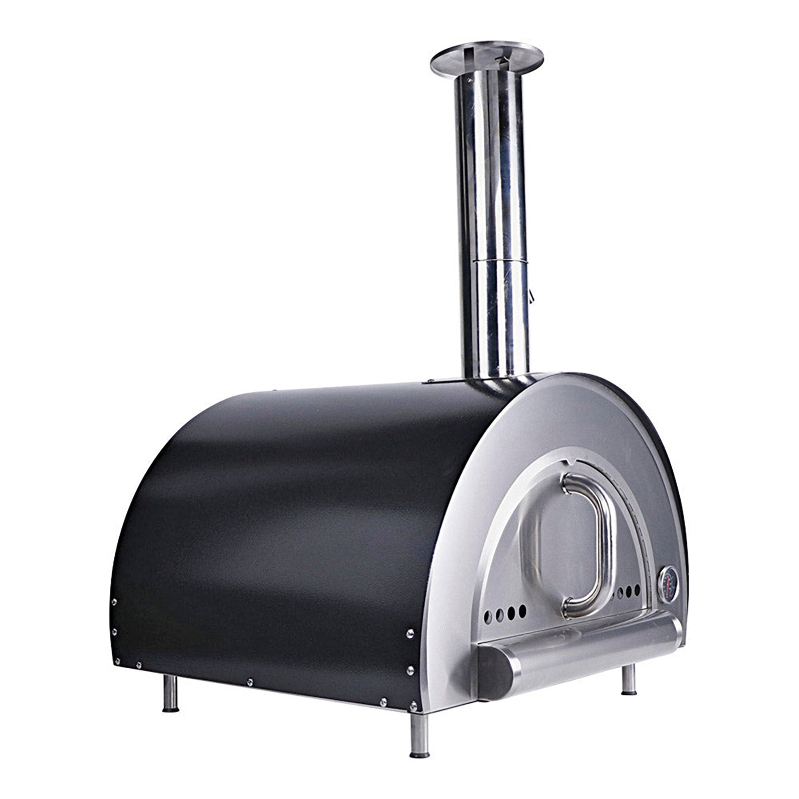 Smart Built-In Wood Fired Pizza Oven in Black & Stainless Steel Finish