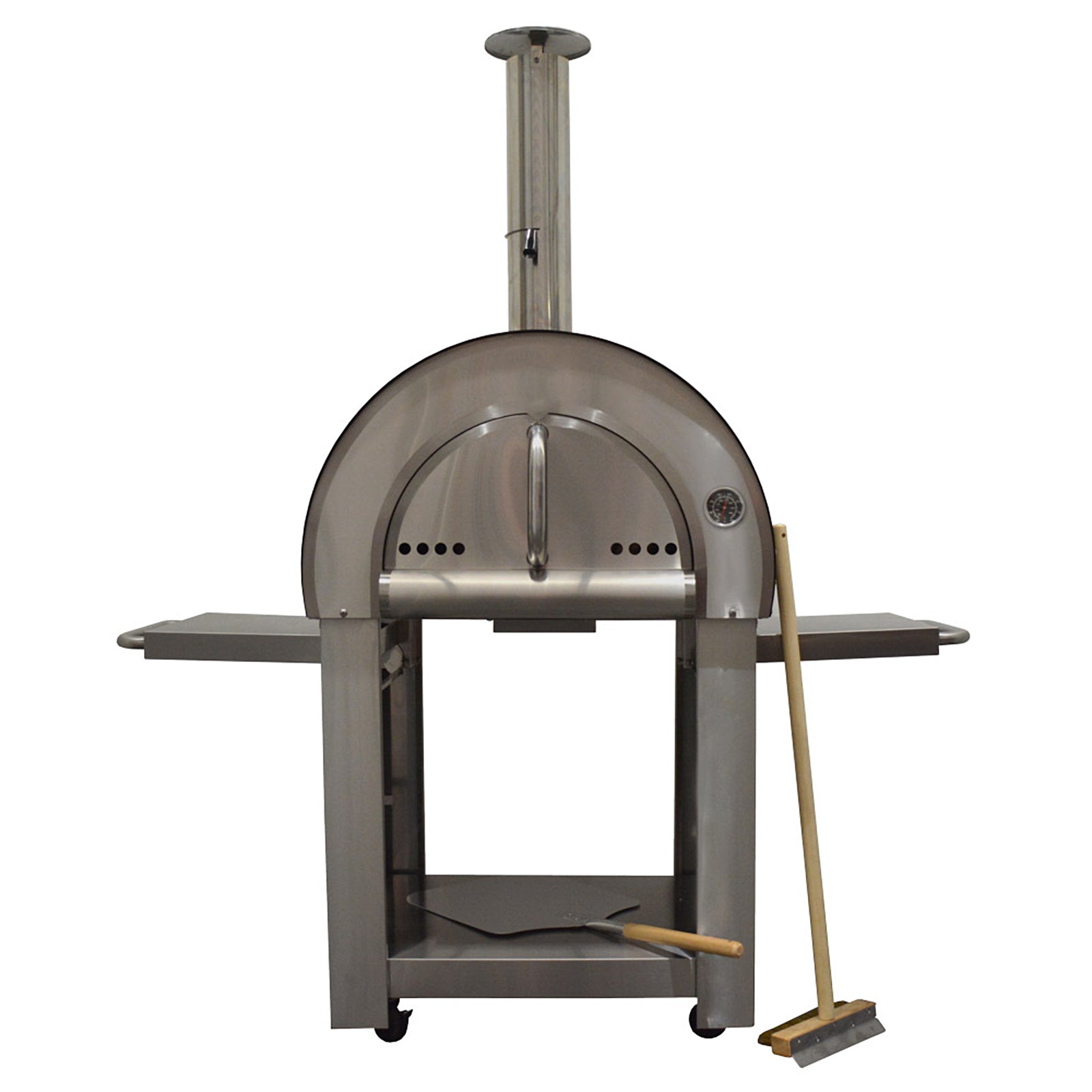 Smart Freestanding Wood Fired Pizza Oven In Black & Stainless Steel Finish