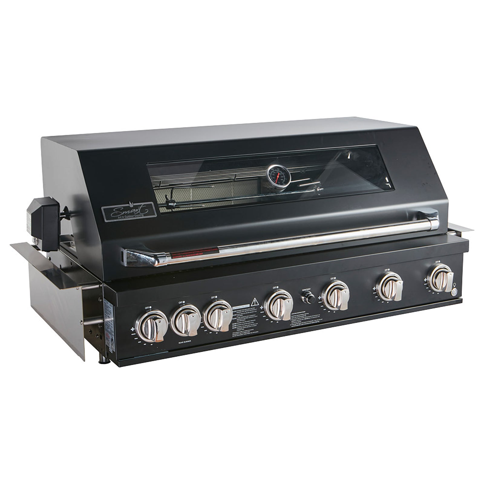 Smart 6 Burner Built-In Gas BBQ With Rotisserie & Rear Infrared Burner In Black