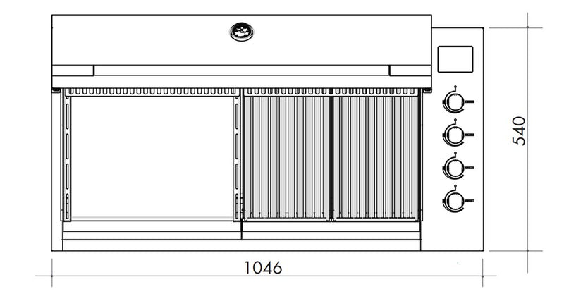 Artusi Gloss Black 4 Burner Built-in BBQ with Flat Lid