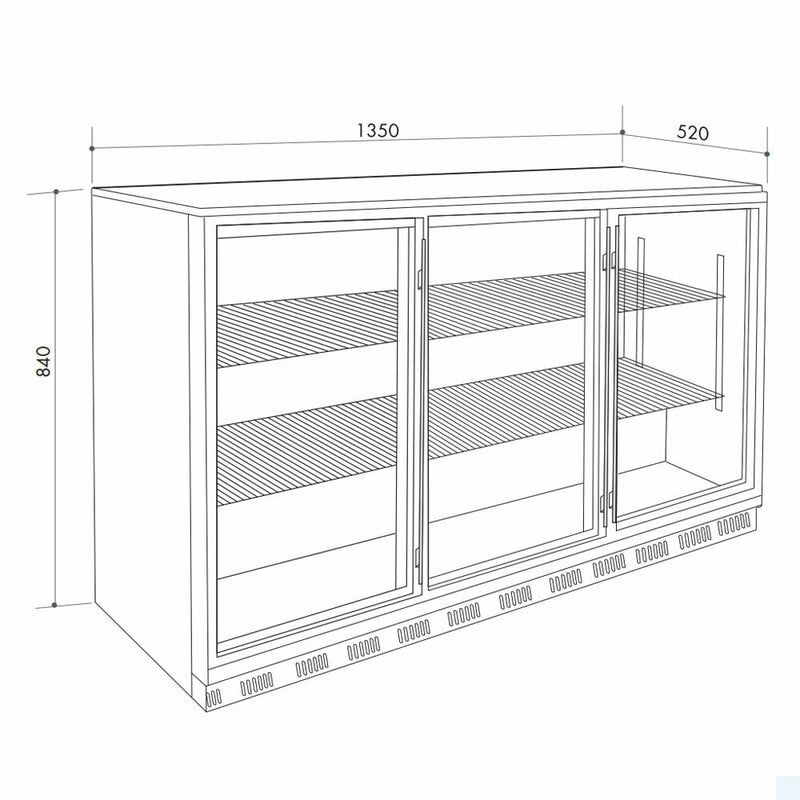 Artusi Triple-Door Outdoor Refrigerator Fridge