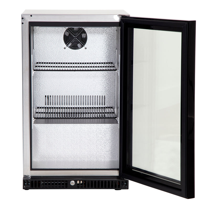 Gasmate Premium 1-Door 97L Glass Door Bar Fridge with Aluminium Interior