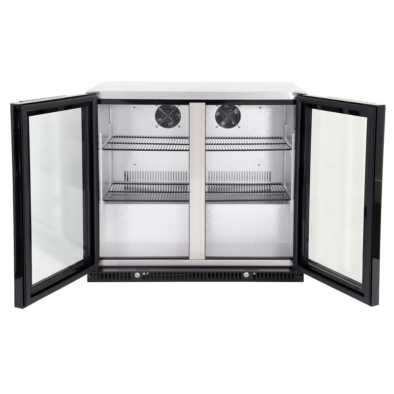 Gasmate Premium 2-Door 187L Glass Door Bar Fridge with Aluminium Interior