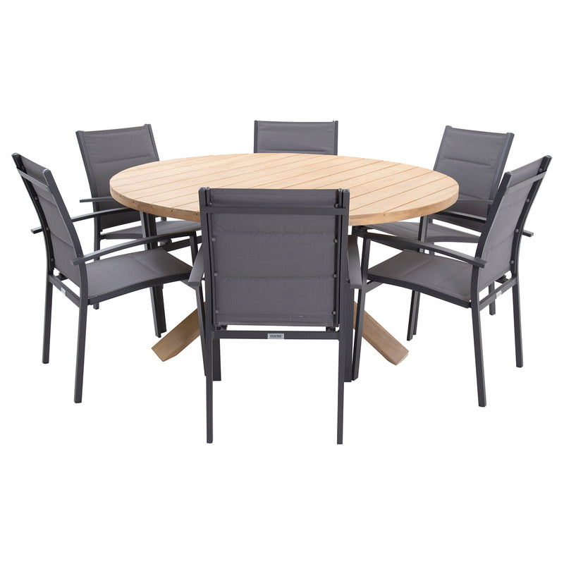 Excalibur Charlotte 7 piece Round Dining with Valencia Chairs
