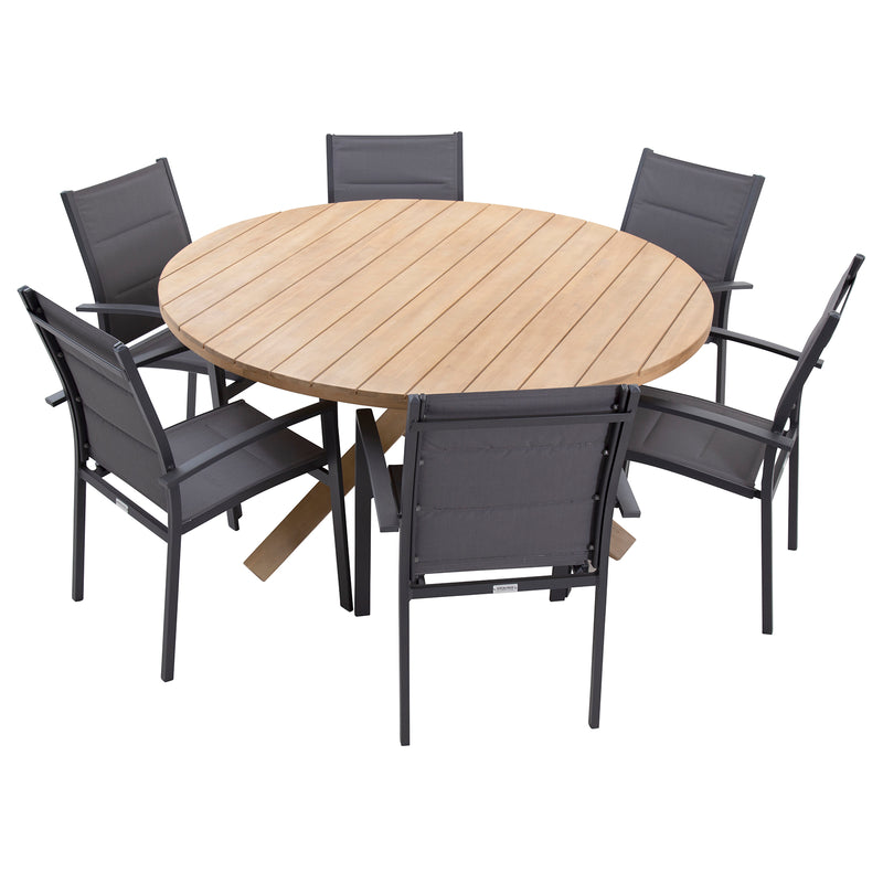 Excalibur Charlotte 7 piece Round Dining with Valencia Chairs