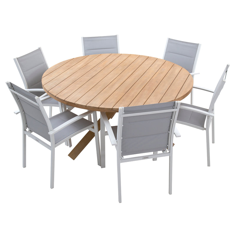 Excalibur Charlotte 7 piece Round Dining with Valencia Chairs