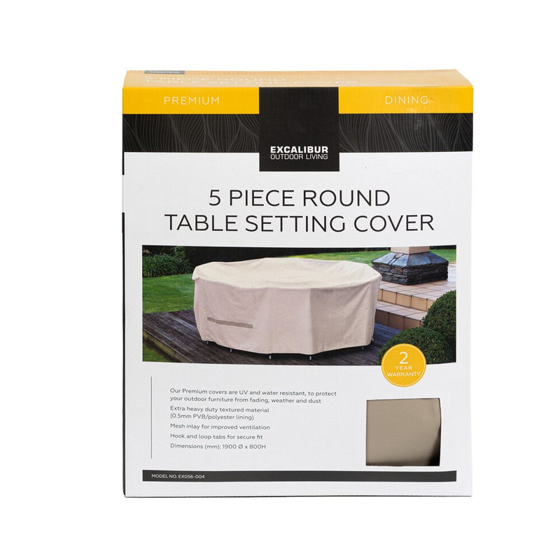 Excalibur Outdoor Living 5 Piece Round Table Furniture Cover