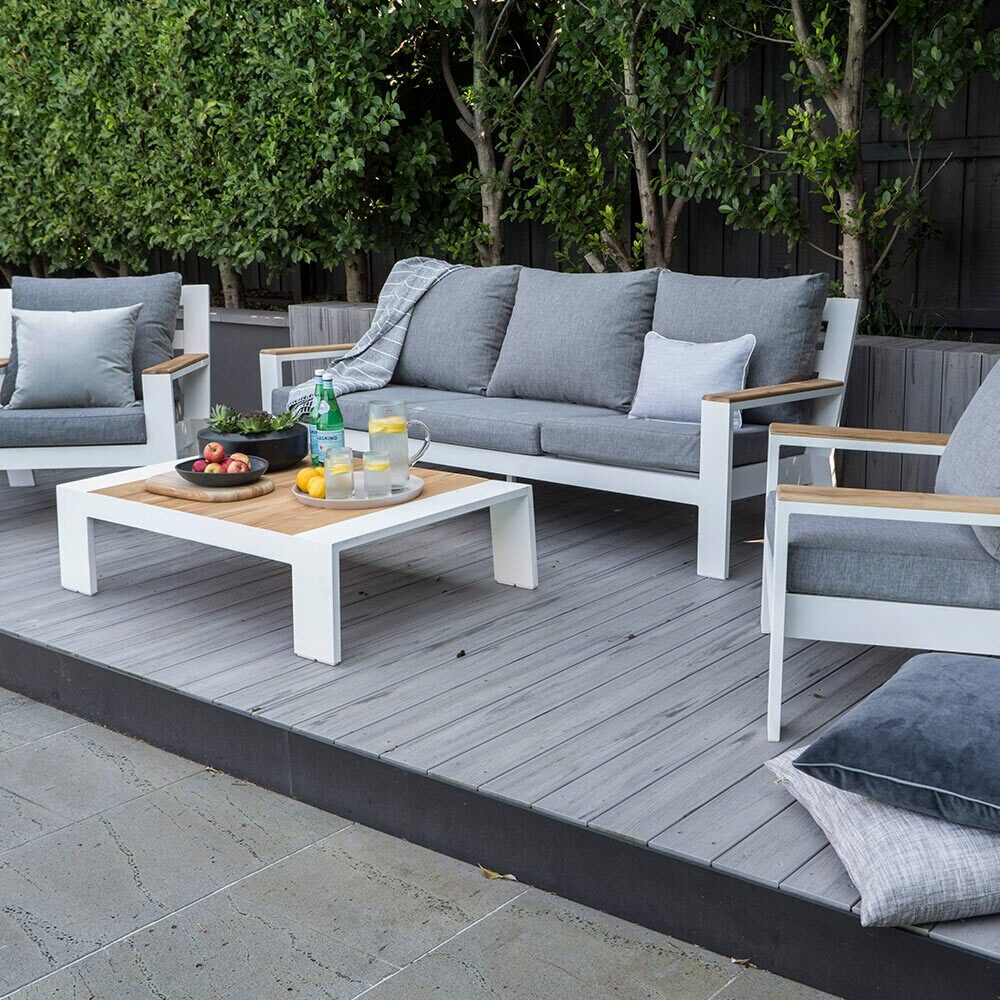 White outdoor lounge setting deals