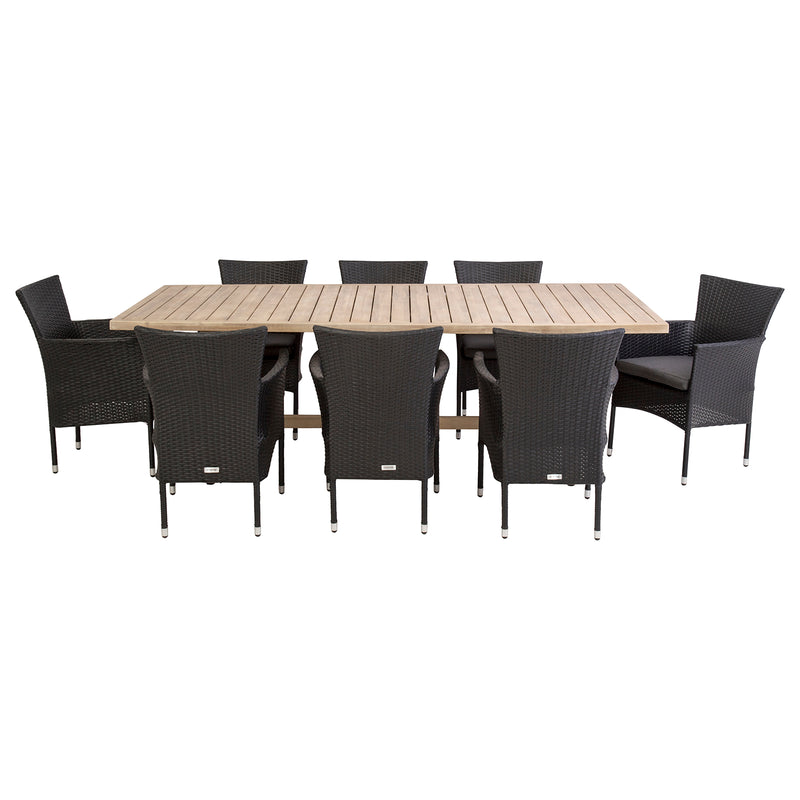 Excalibur Cherisse 9 piece Dining Setting with Capri Chairs