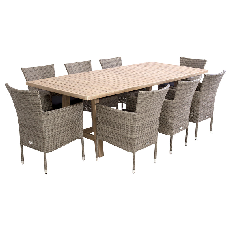 Excalibur Cherisse 9 piece Dining Setting with Capri Chairs