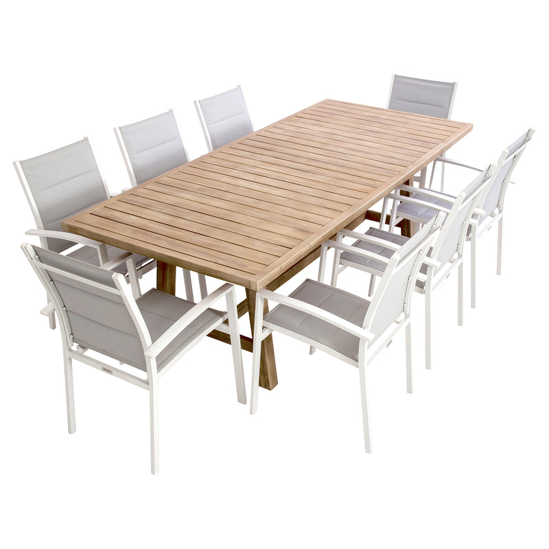 Excalibur Cherisse 9 piece Dining Setting with Valencia Chairs